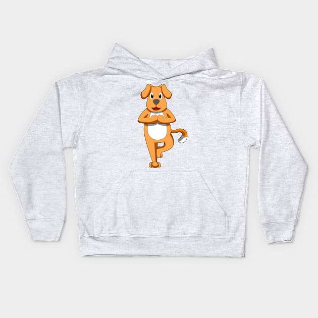 Dog at Yoga Stretching exercises Kids Hoodie by Markus Schnabel